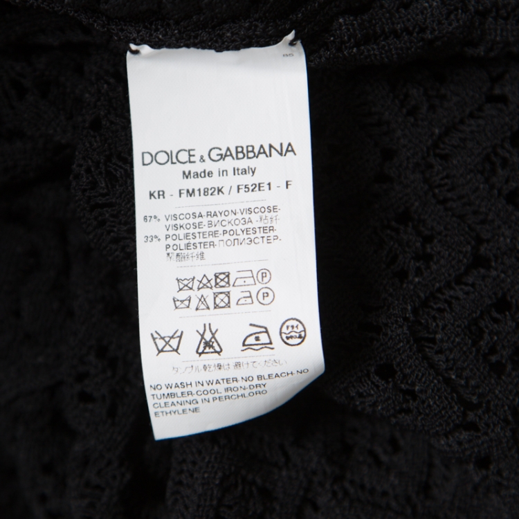 Pre Owned Dolce and Gabbana Black Perforated Knit Sweater L