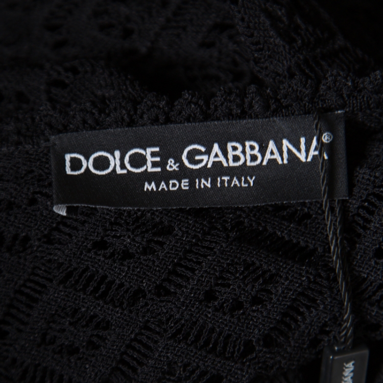 Pre Owned Dolce and Gabbana Black Perforated Knit Sweater L