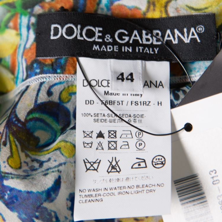 Pre Owned Dolce and Gabbana Yellow Floral Printed Sheer Silk Belted Kaftan M