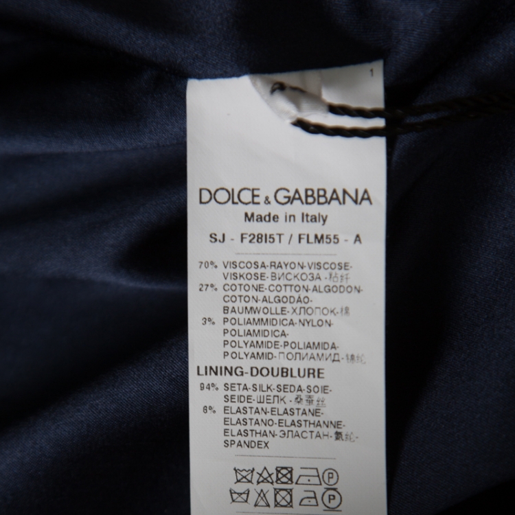 Pre Owned Dolce and Gabbana Navy Blue Floral Lace Scalloped Edge Box Jacket M