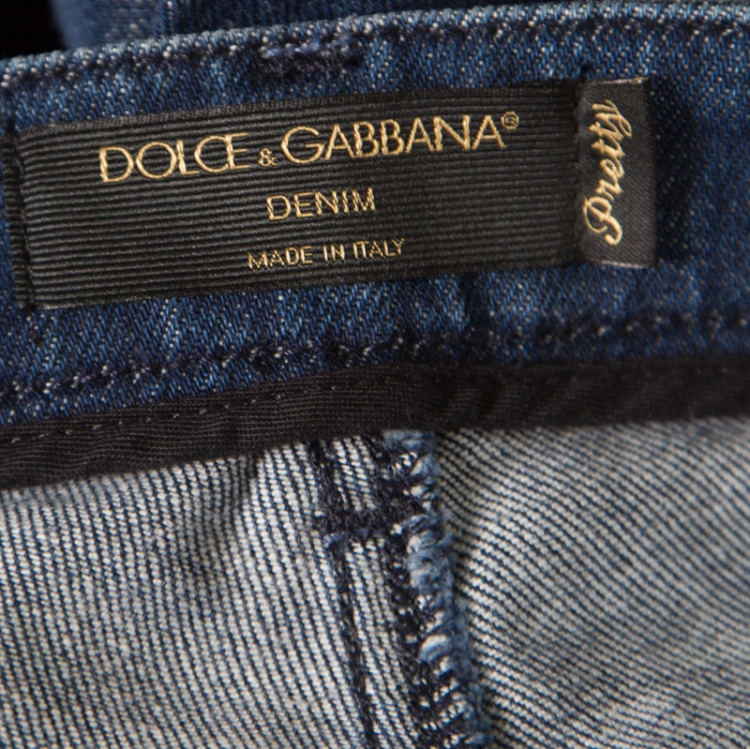 Pre Owned Dolce and Gabbana Indigo Dark Wash Denim Skinny Pretty Jeans L