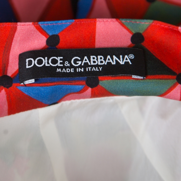 Pre Owned Dolce and Gabbana Multicolor Printed Silk Mambo Flounce Skirt M