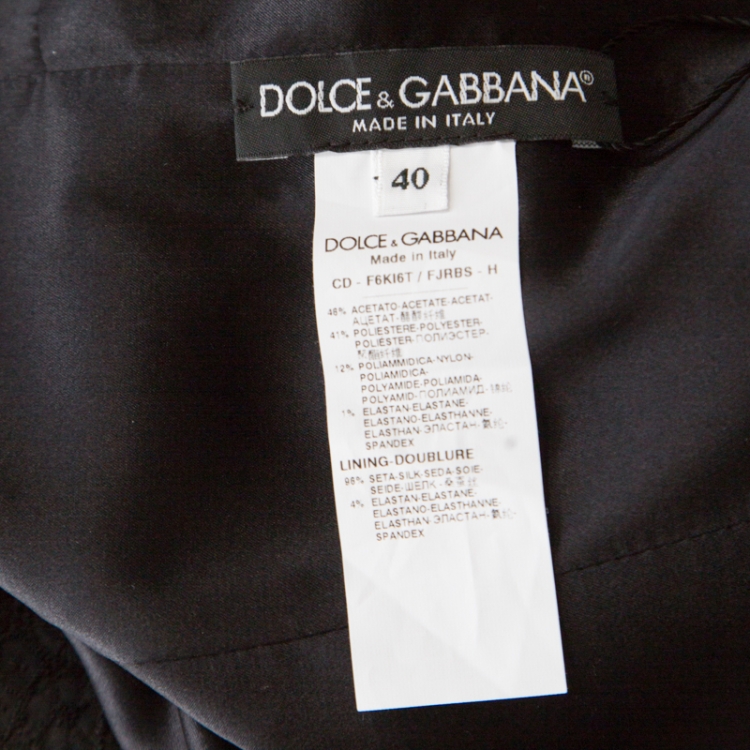 Pre Owned Dolce and Gabbana Black Floral Embroidered Jacquard Sleeveless Dress S