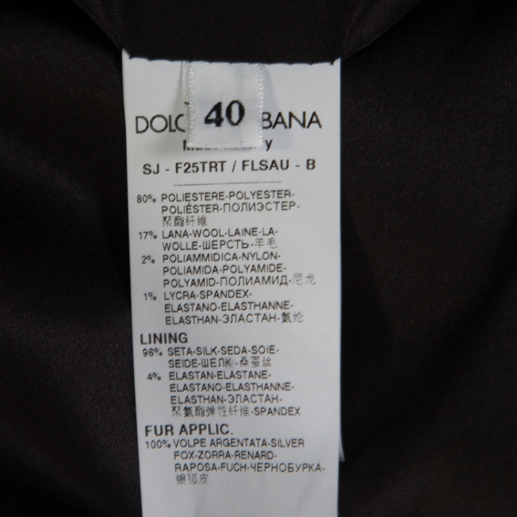 Pre Owned Dolce & Gabbana Black Sequin Paillette Embellished Fox Fur Collar Jacket S
