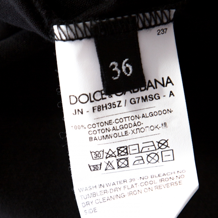 Pre Owned Dolce and Gabbana Black Text Print Cotton Sleeveless Vest XS
