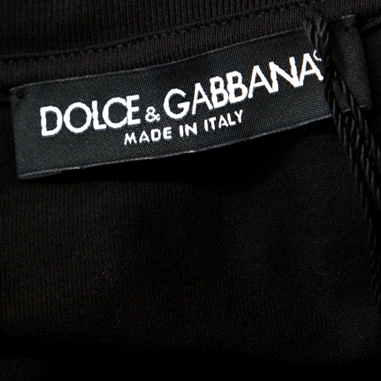 Pre Owned Dolce and Gabbana Black Text Print Cotton Sleeveless Vest XS