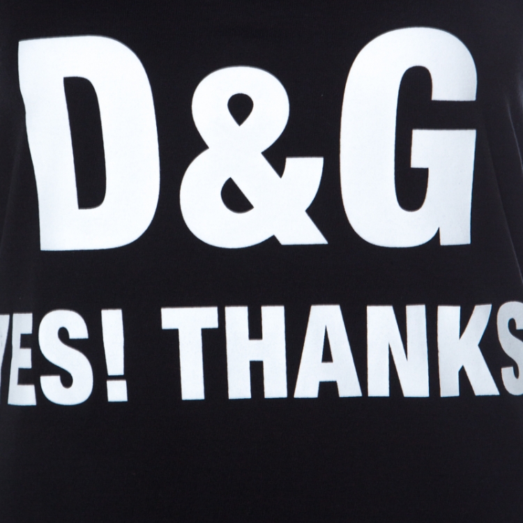 Pre Owned Dolce and Gabbana Black Text Print Cotton Sleeveless Vest XS