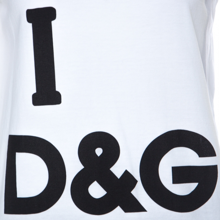 Pre Owned Dolce and Gabbana White Printed Distress Detail Cotton Jersey Vest XS  