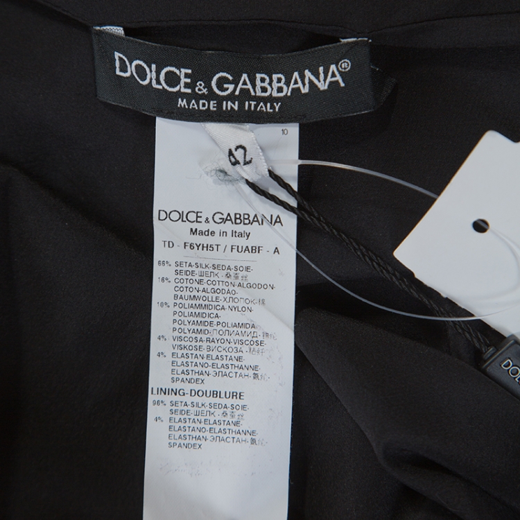 Pre Owned Dolce and Gabbana Black Silk Lace Detail Abaya M