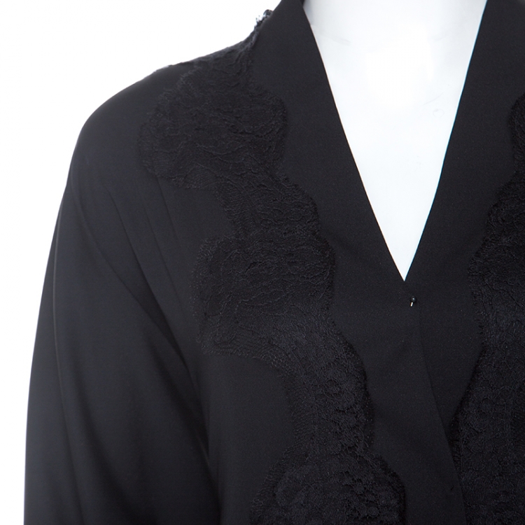 Pre Owned Dolce & Gabbana Black Silk Lace Detail Abaya M