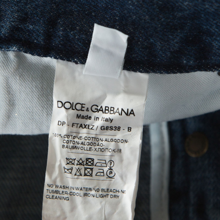 Pre Owned Dolce and Gabbana Blue Denim Button Embellished Jeans M