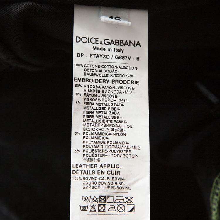 Pre Owned Dolce and Gabbana Black Denim Embroidered Boyfriend Jeans L