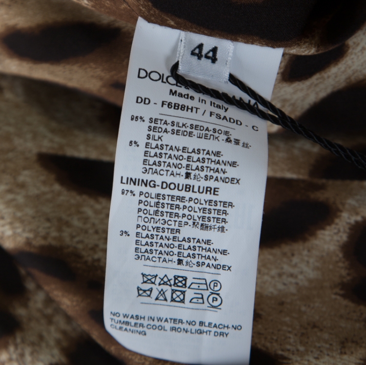 مملوكة مسبقًا Dolce & Gabbana Brown Leopard Print Silk Sheath Dress M