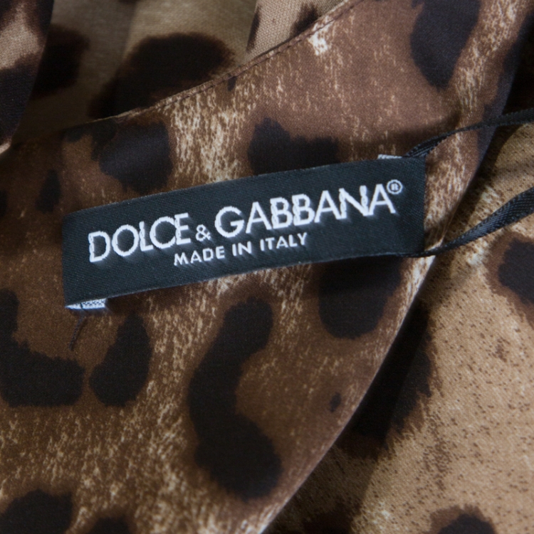 مملوكة مسبقًا Dolce & Gabbana Brown Leopard Print Silk Sheath Dress M