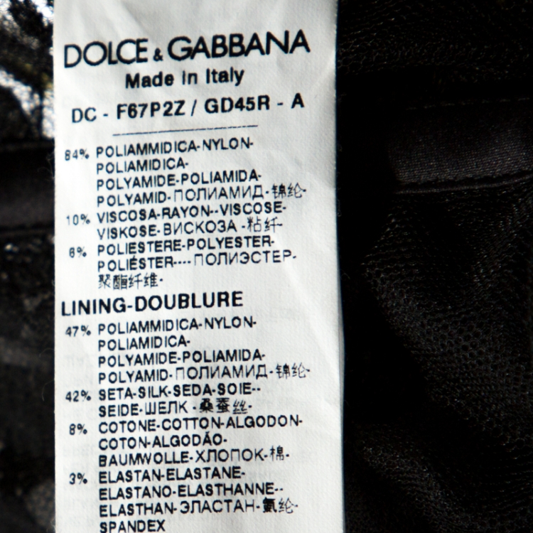 Pre Owned Dolce & Gabbana Black Floral Lace Overlay Strapless Ball Gown M