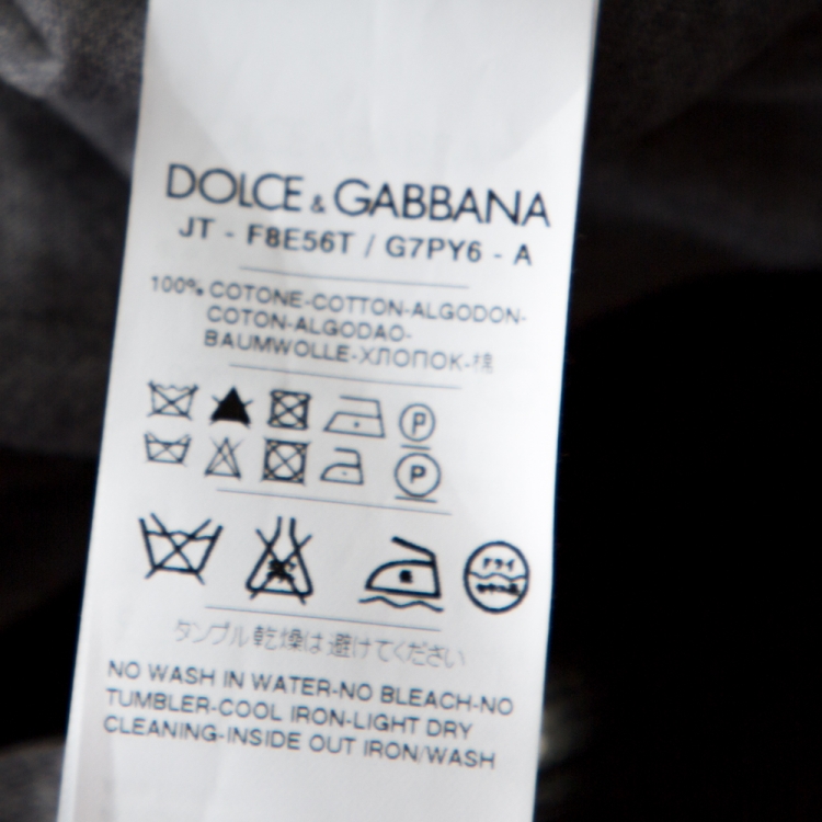 Pre Owned Dolce & Gabbana Grey Cotton Lace Trim Detail T-Shirt S