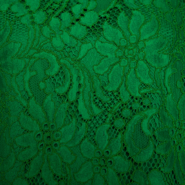 Pre Owned Dolce & Gabbana Green Cord Lace Scalloped Sleeveless Top L