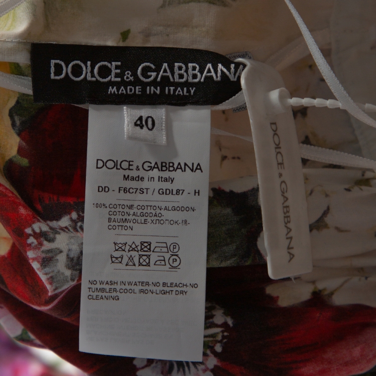 Pre Owned Dolce & Gabbana Multicolor Floral Printed Cotton Puff Sleeve Dress S