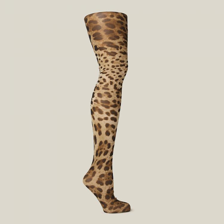 Pre Owned Dolce & Gabbana Animal Leopard-Print Mesh Tights  M