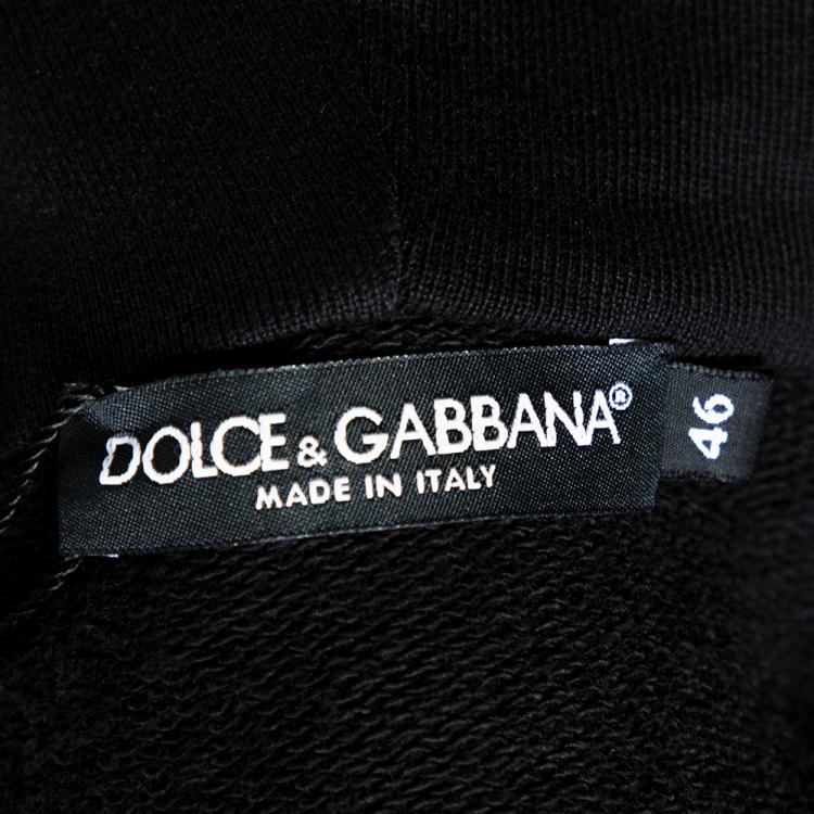 Pre Owned Dolce & Gabbana Black Jersey Zip-Up Hooded Sweatshirt IT 46