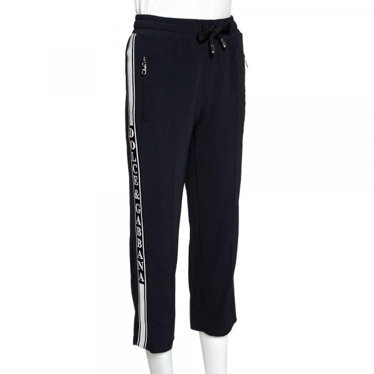 Pre Owned Dolce & Gabbana Black Viscose Stretch Waistband Cady Track Pants IT 36