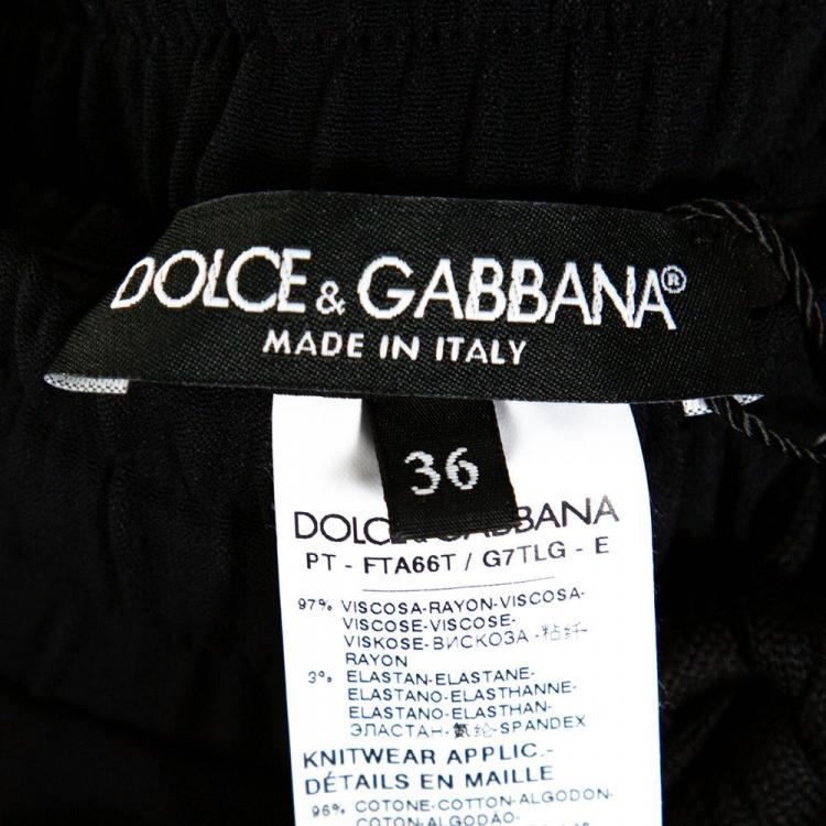 Pre Owned Dolce & Gabbana Black Viscose Stretch Waistband Cady Track Pants IT 36