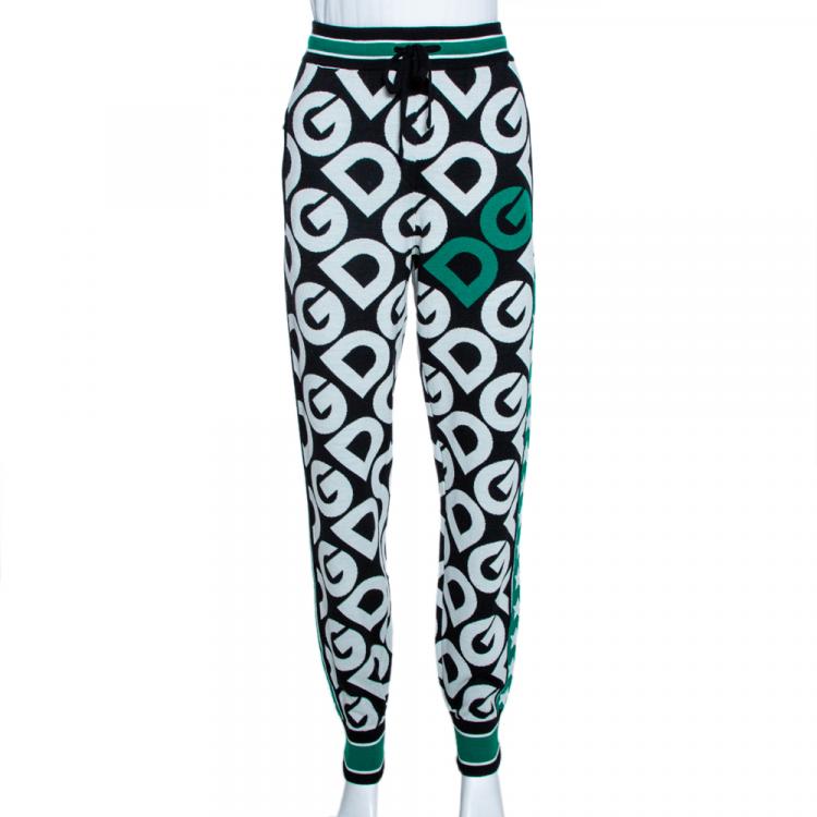 Pre Owned Dolce & Gabbana Multicolor DG Mania Print Wool Track Pants IT 44