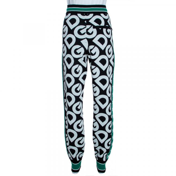 Pre Owned Dolce & Gabbana Multicolor DG Mania Print Wool Track Pants IT 44