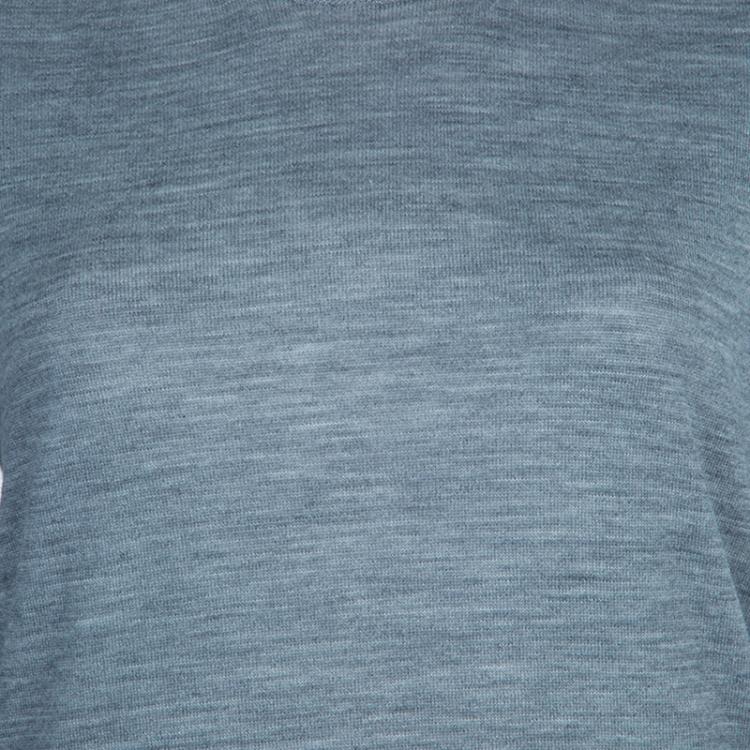 Pre Owned Dolce and Gabbana Grey Short Sleeve Knit Top L