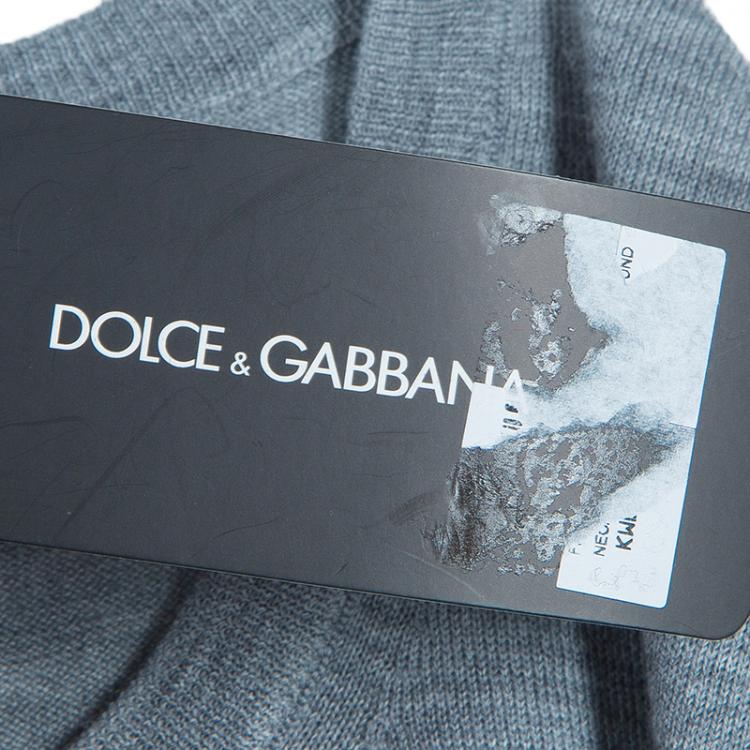 Pre Owned Dolce and Gabbana Grey Short Sleeve Knit Top L