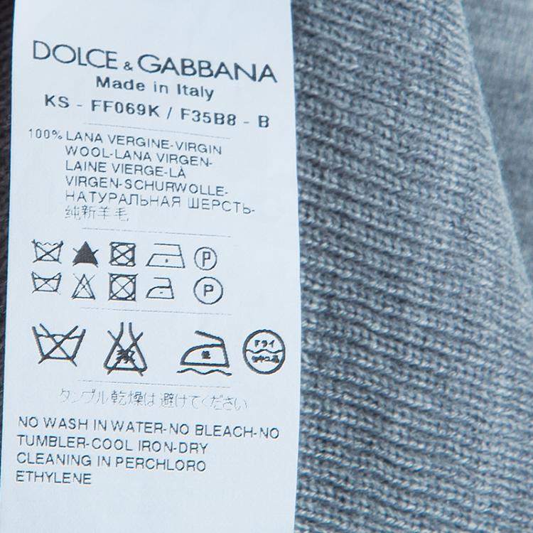 Pre Owned Dolce and Gabbana Grey Short Sleeve Knit Top L