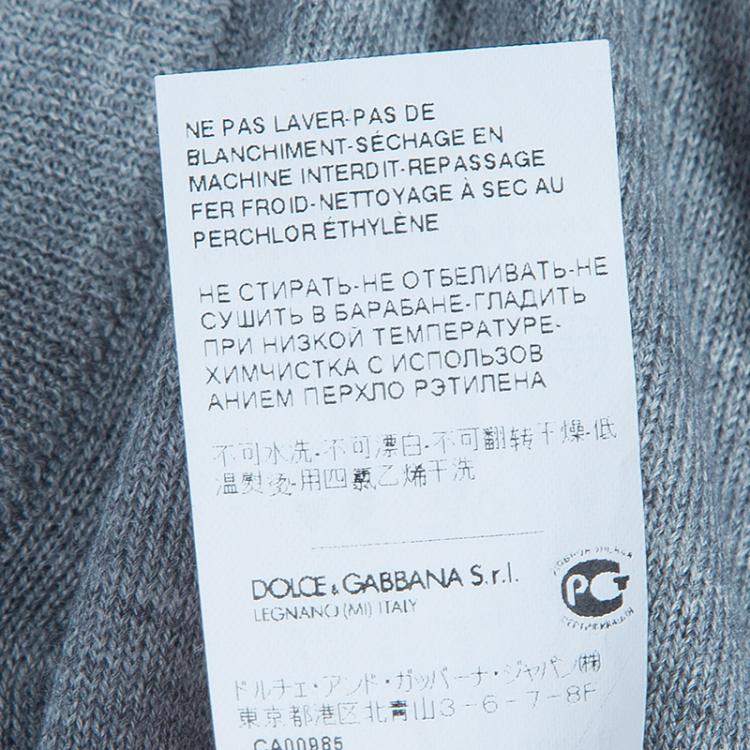 Pre Owned Dolce and Gabbana Grey Short Sleeve Knit Top L