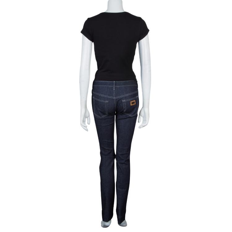 Pre Owned Dolce and Gabbana Indigo Denim Dark Wash Cute Skinny Jeans S