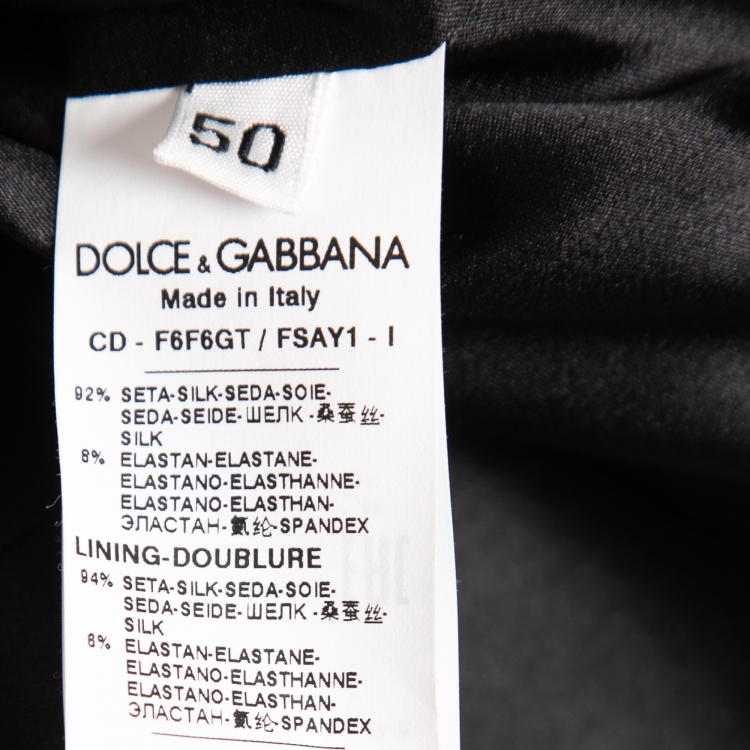 Pre Owned Dolce & Gabbana Black Rose Printed Silk Midi Dress XL