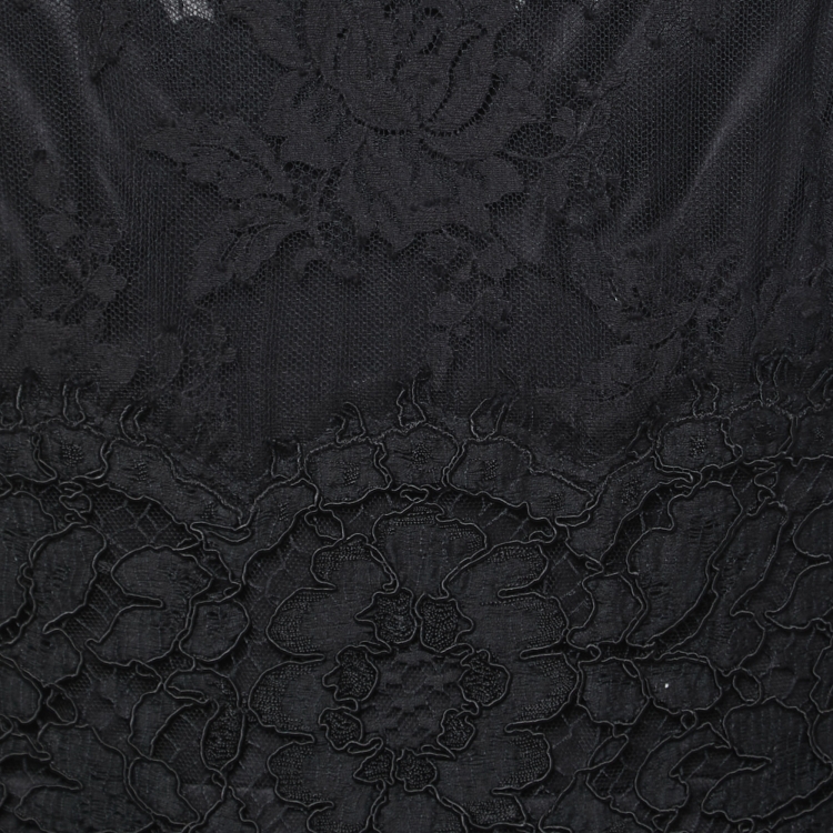 Pre Owned Dolce & Gabbana Black Lace Long Sleeve Dress M