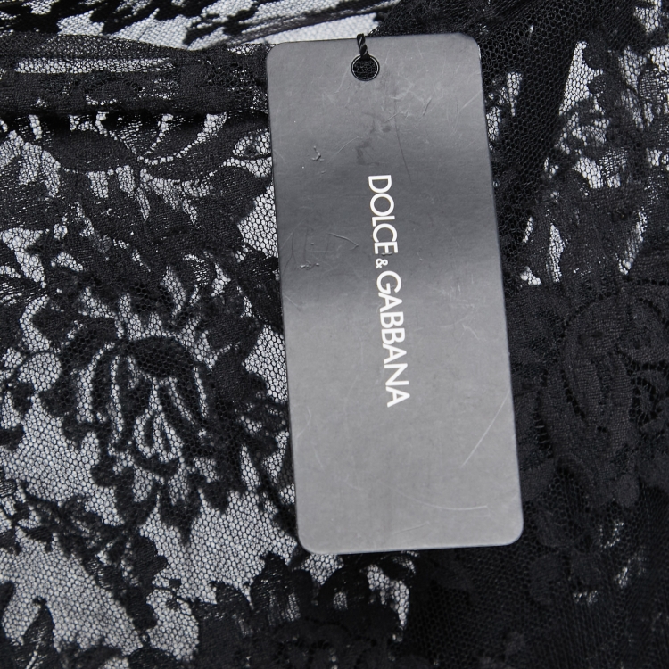 Pre Owned Dolce & Gabbana Black Lace Long Sleeve Dress M