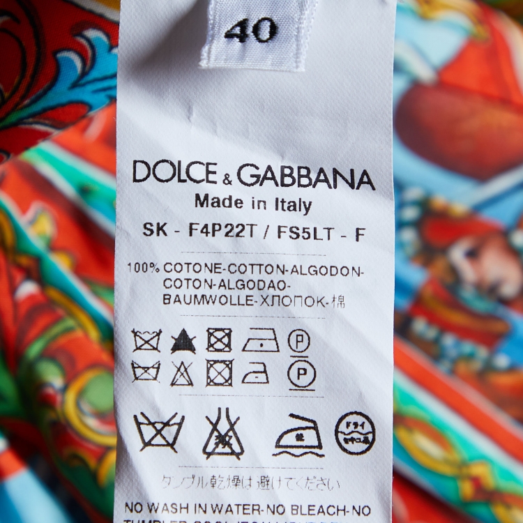 Pre Owned Dolce & Gabbana Multicolor Printed Cotton Gathered Knee Length Skirt S