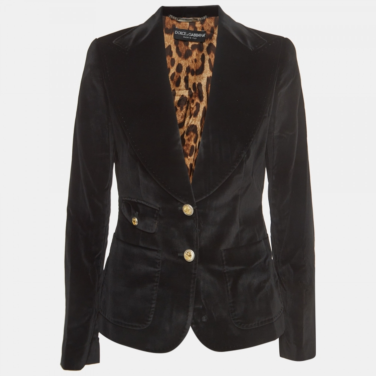 Pre Owned Dolce & Gabbana Black Velvet Single Breasted Blazer M