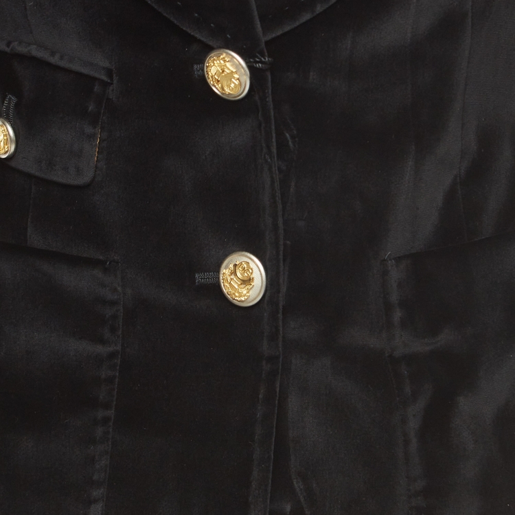 Pre Owned Dolce & Gabbana Black Velvet Single Breasted Blazer M