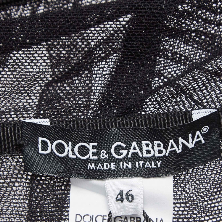 Pre Owned Dolce & Gabbana Black Mesh Ruched Bodycon Midi Dress L