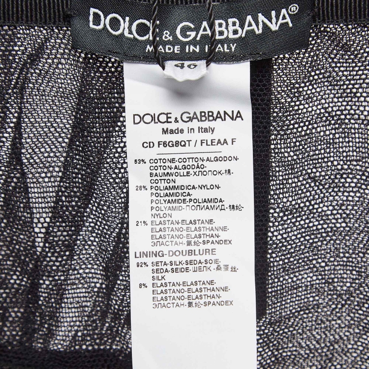 Pre Owned Dolce & Gabbana Black Mesh Ruched Bodycon Midi Dress L