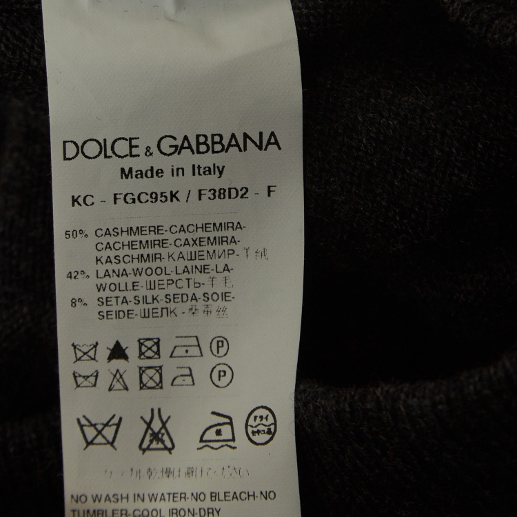 مملوكة مسبقًا Dolce & Gabbana Pink/Grey Floral Jacquard Inserted Cashmere Cardigan L