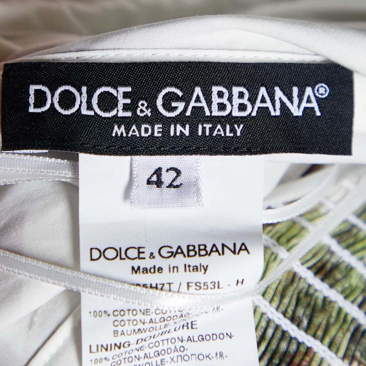 Pre Owned Dolce & Gabbana Green Fig Print Cotton Midi Dress M