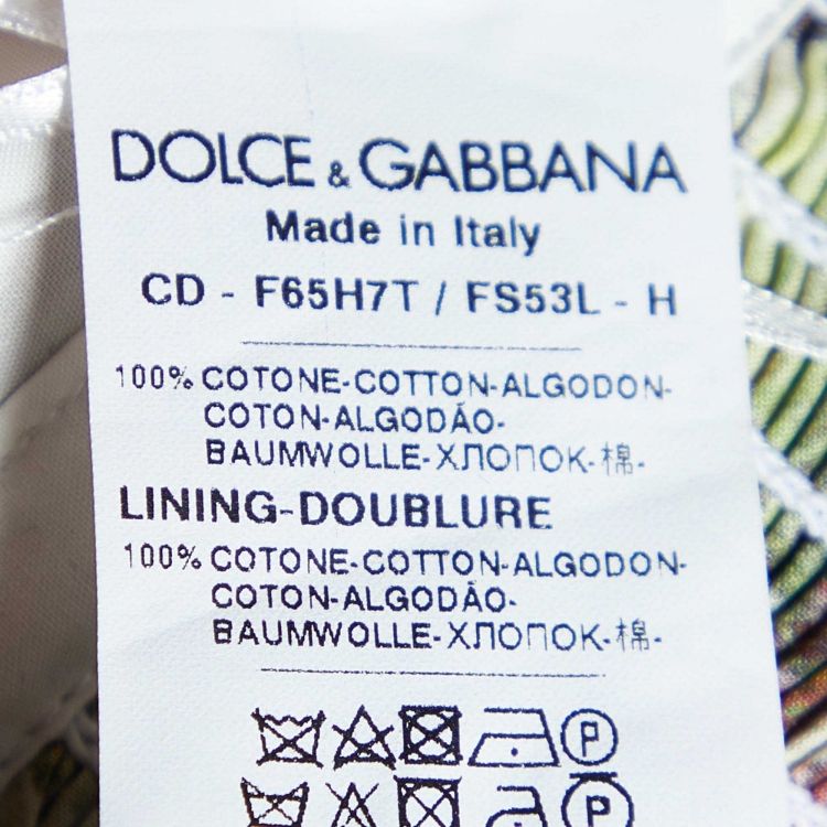 Pre Owned Dolce & Gabbana Green Fig Print Cotton Midi Dress M