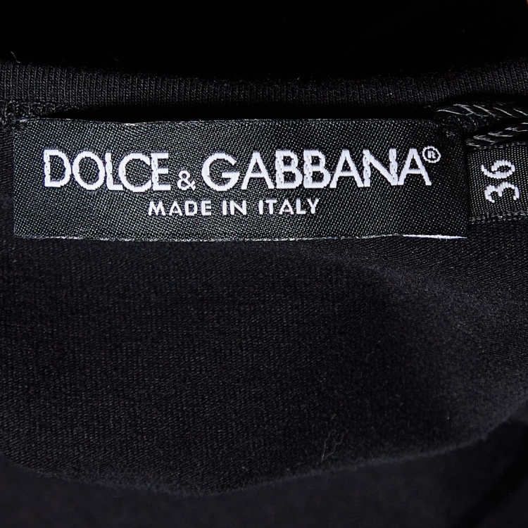 Pre Owned Dolce & Gabbana Black Jersey Logo Tape Crop Top XS