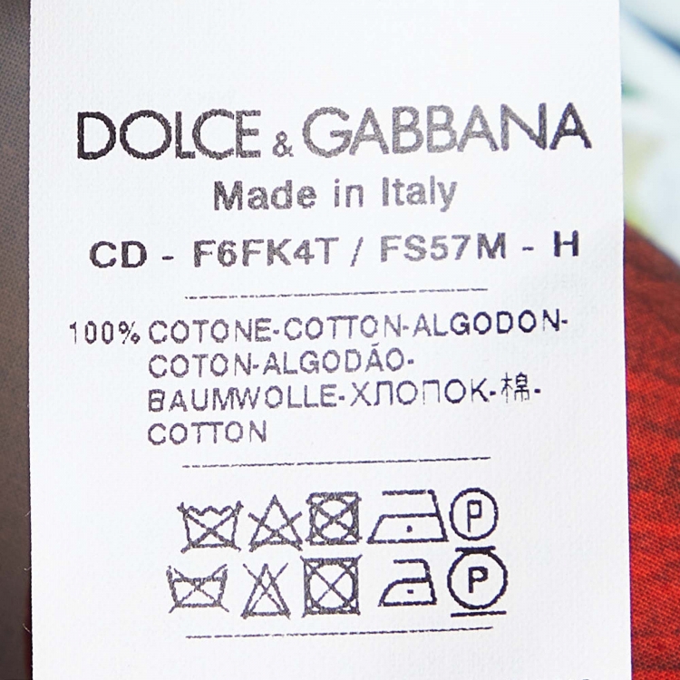 Pre Owned Dolce & Gabbana Blue Vegetable Print Cotton Midi Dress S