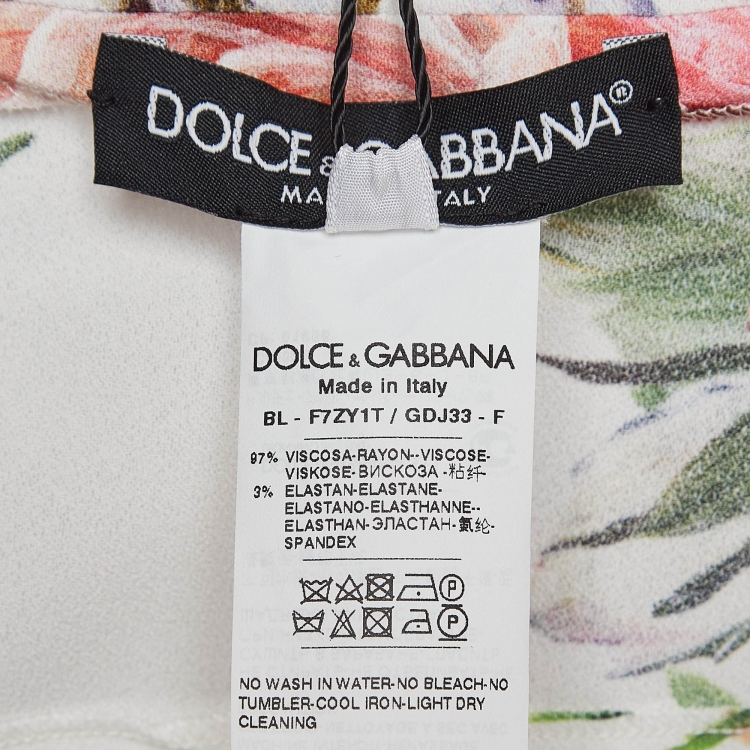 Pre Owned Dolce & Gabbana Multicolor Floral Print Crepe Cady Peoni Top M