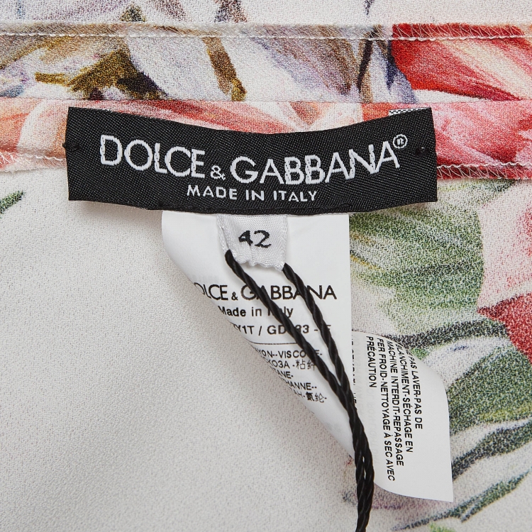 Pre Owned Dolce & Gabbana Multicolor Floral Print Crepe Cady Peoni Top M