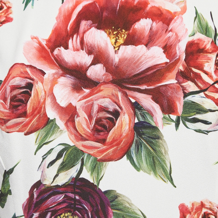 Pre Owned Dolce & Gabbana Multicolor Floral Print Crepe Cady Peoni Top M