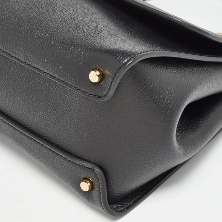 Pre Owned Dolce & Gabbana Black Leather Large Soft Miss Sicily Top Handle Bag